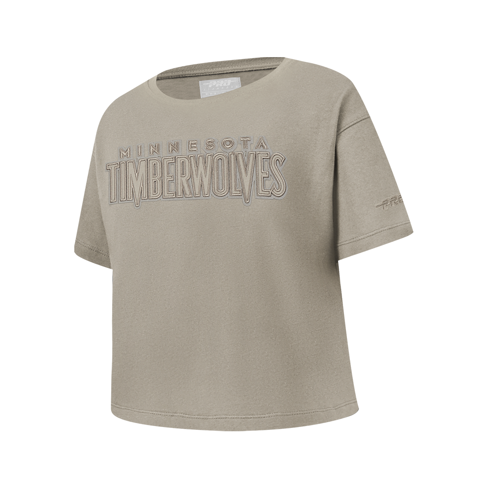 NBA MINNESOTA TIMBERWOLVES NEUTRAL BIG GIRLS SS BOXY TEE (TAUPE)