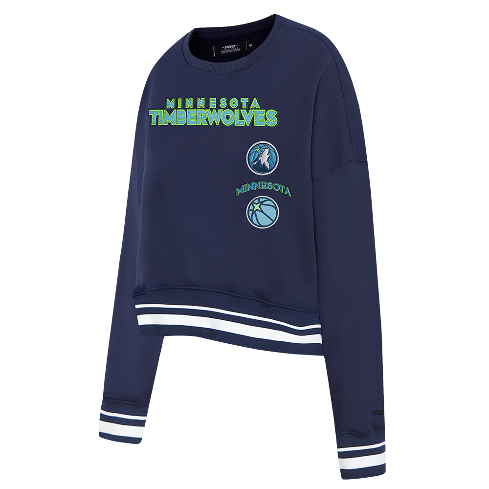 NBA MINNESOTA TIMBERWOLVES RETRO CLASSIC WOMEN'S RIB FLC CREWNECK (MIDNIGHT NAVY)
