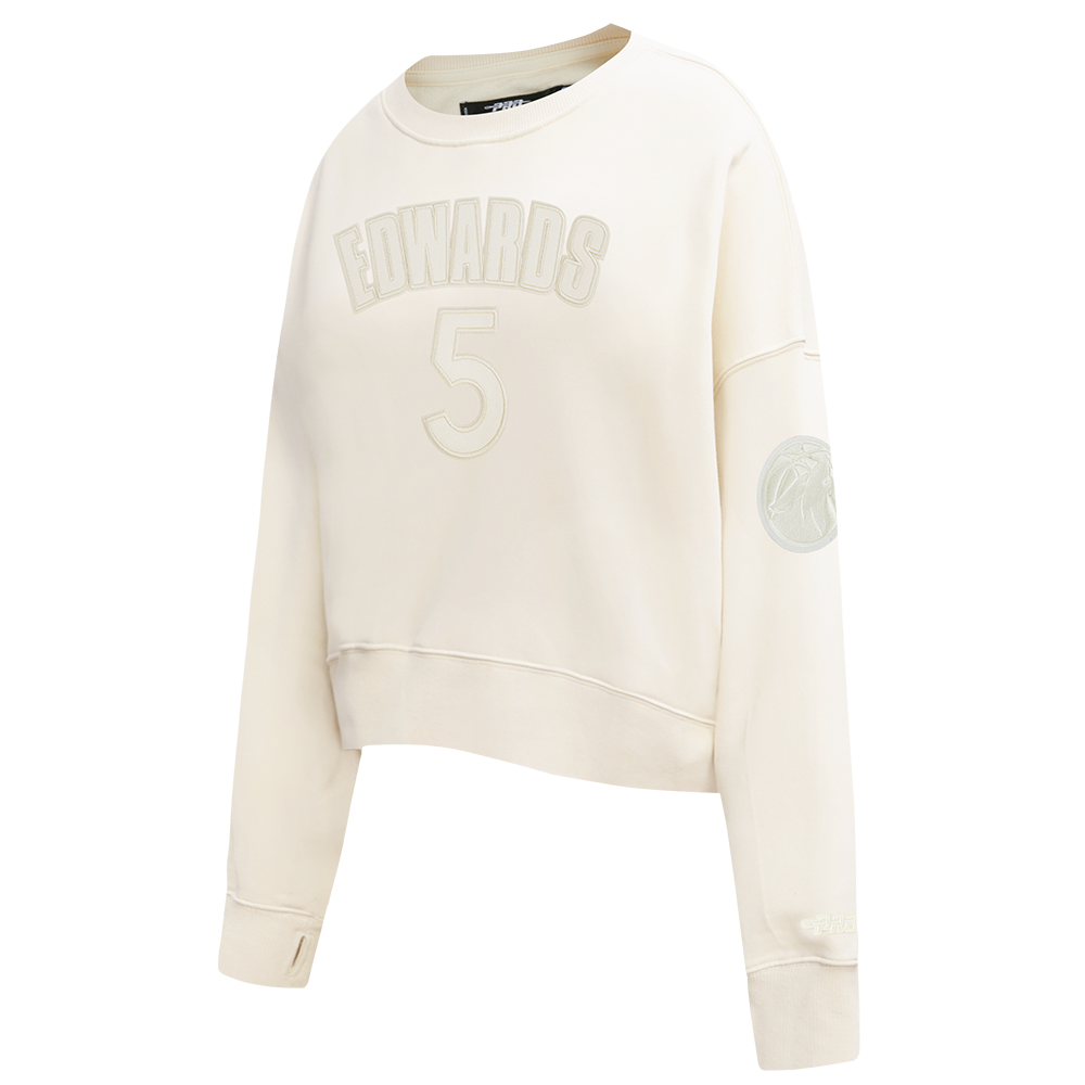 NBA MINNESOTA TIMBERWOLVES ANTHONY EDWARDS #5 NEUTRAL PNN WOMEN'S FLC CREWNECK (EGGSHELL)