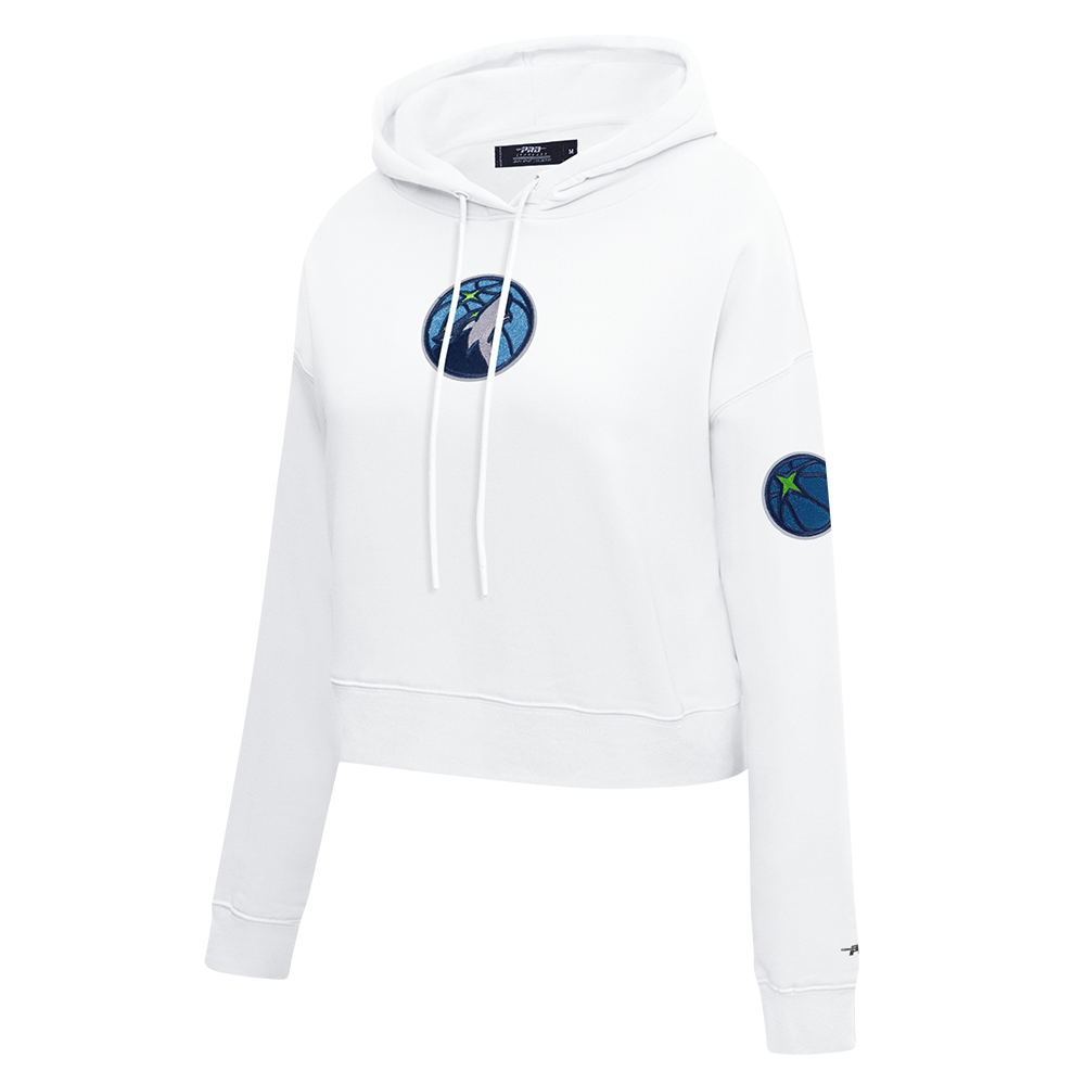 NBA MINNESOTA TIMBERWOLVES CLASSIC WOMEN'S FLC CROPPED PO HOODIE (WHITE)