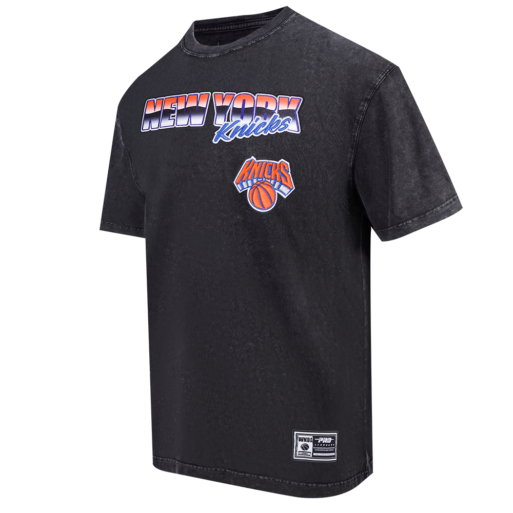 NBA NEW YORK KNICKS CHROME MEN'S COTTON JERSEY DROP SHOULDER TEE (WASHED BLACK)