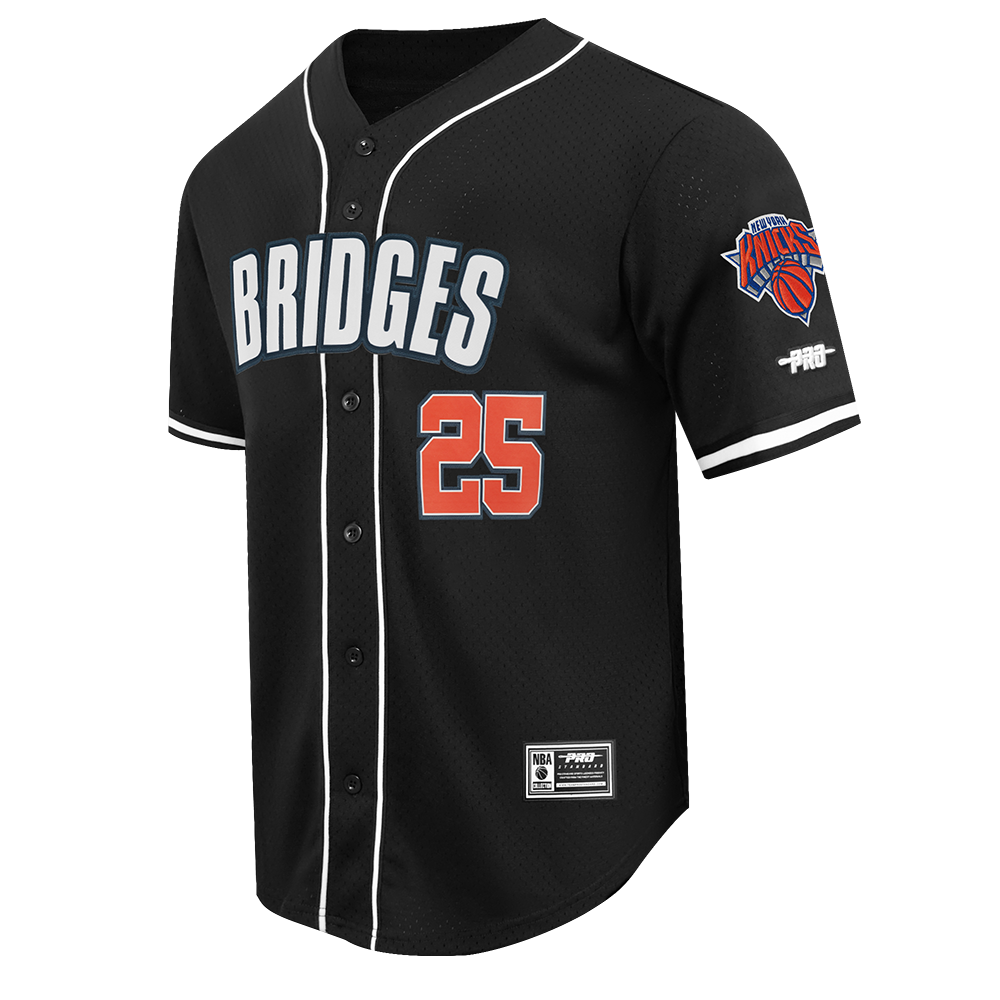 NBA NEW YORK KNICKS MIKAL BRIDGES #25 CLASSIC PLAYER NAME AND NUMBER MEN'S MESH BUTTON DOWN SHIRT