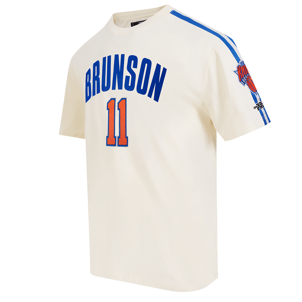 NBA NEW YORK KNICKS JALEN BRUNSON #11 CLASSIC PNN MEN'S SJ TAPING TE (EGGSHELL/ROYAL BLUE)