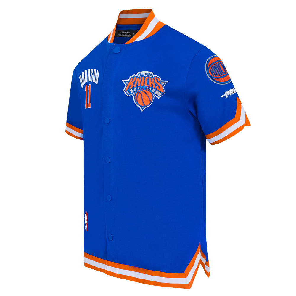 NBA NEW YORK KNICKS JALEN BRUNSON #11 CLASSIC PNN MEN'S DOUBLE KNIT JACKET (ROYAL BLUE/ORANGE)