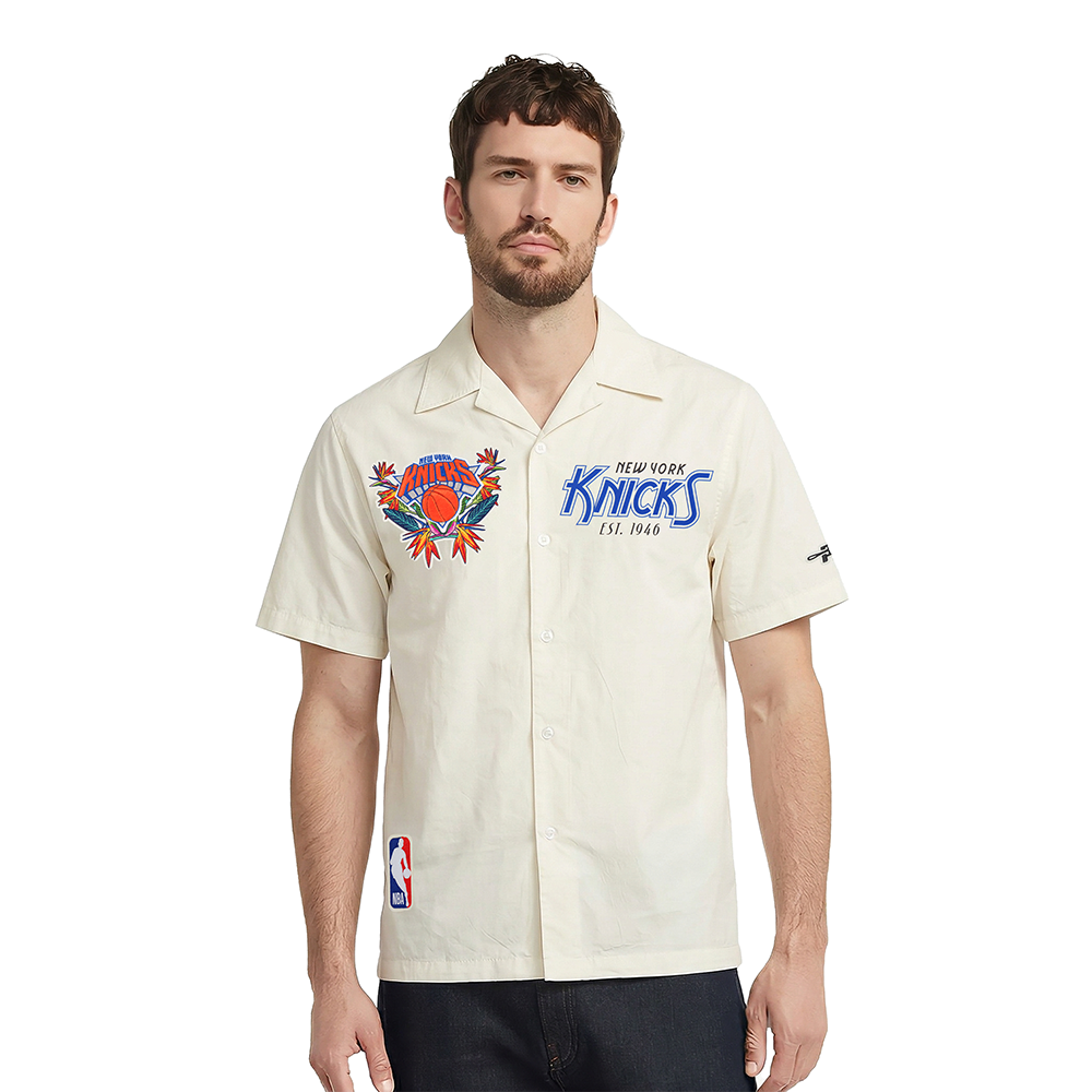 NBA NEW YORK KNICKS PARADISE MEN'S BUTTON DOWN (EGGSHELL)