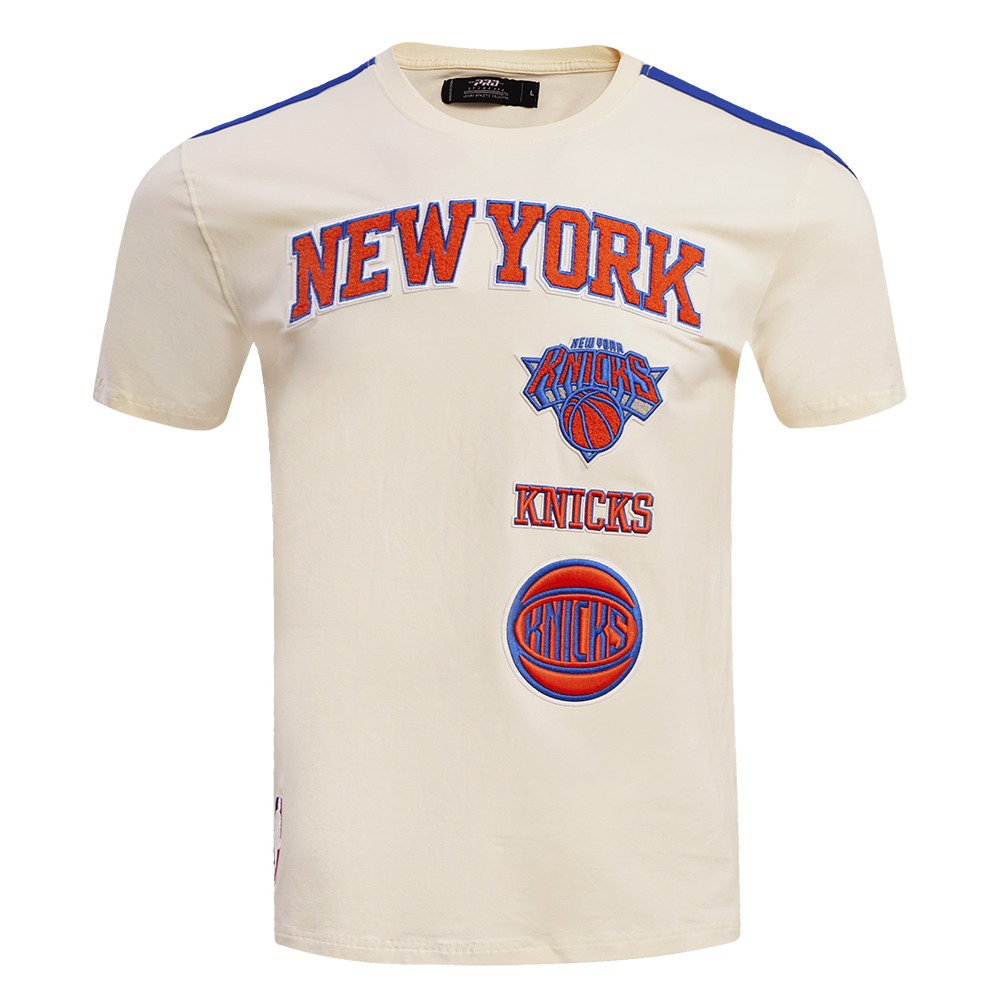 NBA NEW YORK KNICKS RETRO CLASSIC MEN'S STRIPED TEE (EGGSHELL/ ROYAL BLUE)