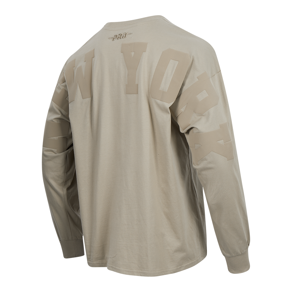 NBA NEW YORK KNICKS WINGSPAN MEN'S DROP SHOULDER LS TEE (TAUPE)