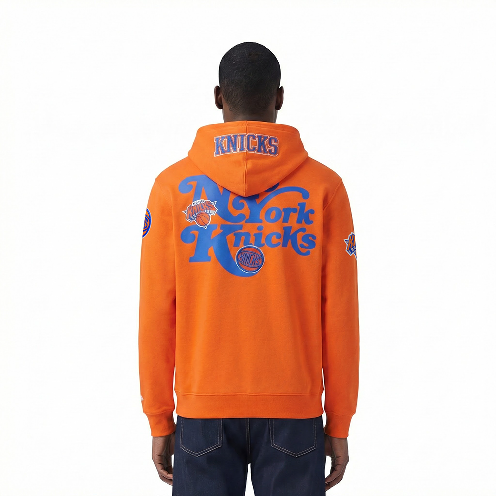 NBA NEW YORK KNICKS SOUVENIR MEN'S FLEECE PULLOVER HOODIE (ORANGE)