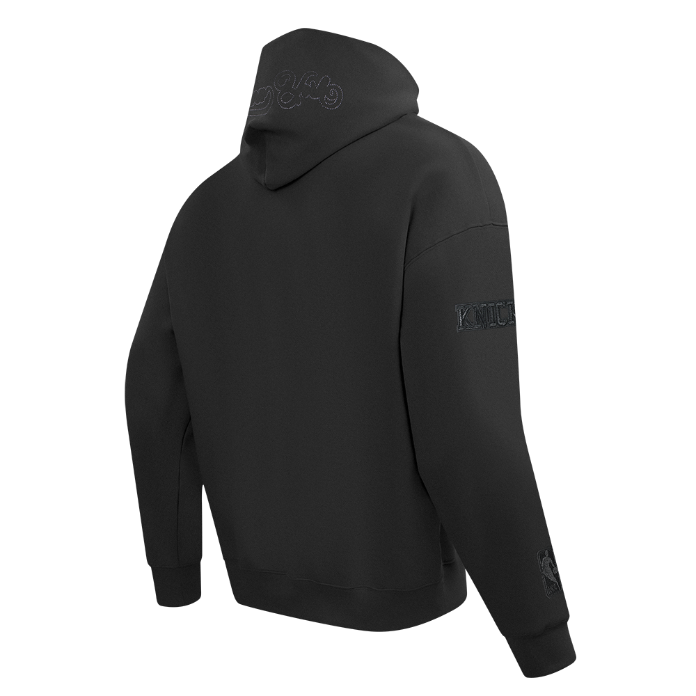 NBA NEW YORK KNICKS BLACKOUT MEN'S DROP SHOULDER FLC PO HOODIE (BLACK)