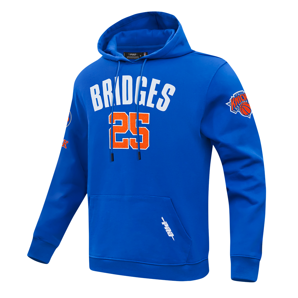 NBA NEW YORK KNICKS MIKAL BRIDGES #25 CLASSIC PLAYER NAME AND NUMBER MEN'S DK PO HOODIE