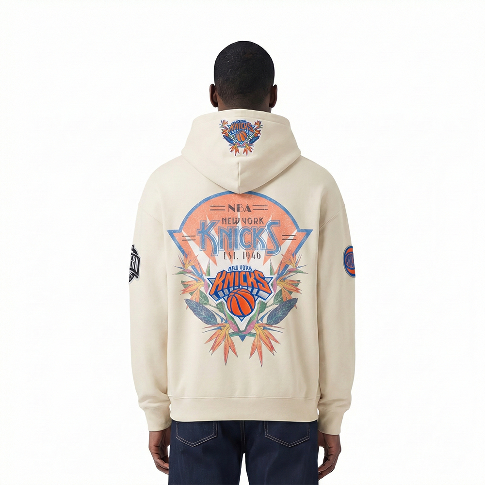 NBA NEW YORK KNICKS PARADISE MEN'S PULL OVER HOODIE (EGGSHELL)