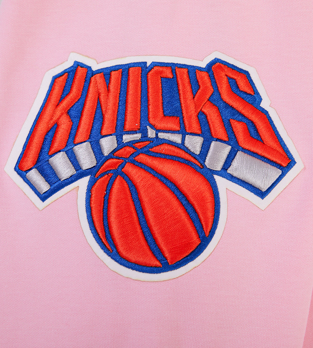 NBA NEW YORK KNICKS CLASSIC CHENILLE MEN'S FULL ZIP PULLOVER HOODIE (PINK)