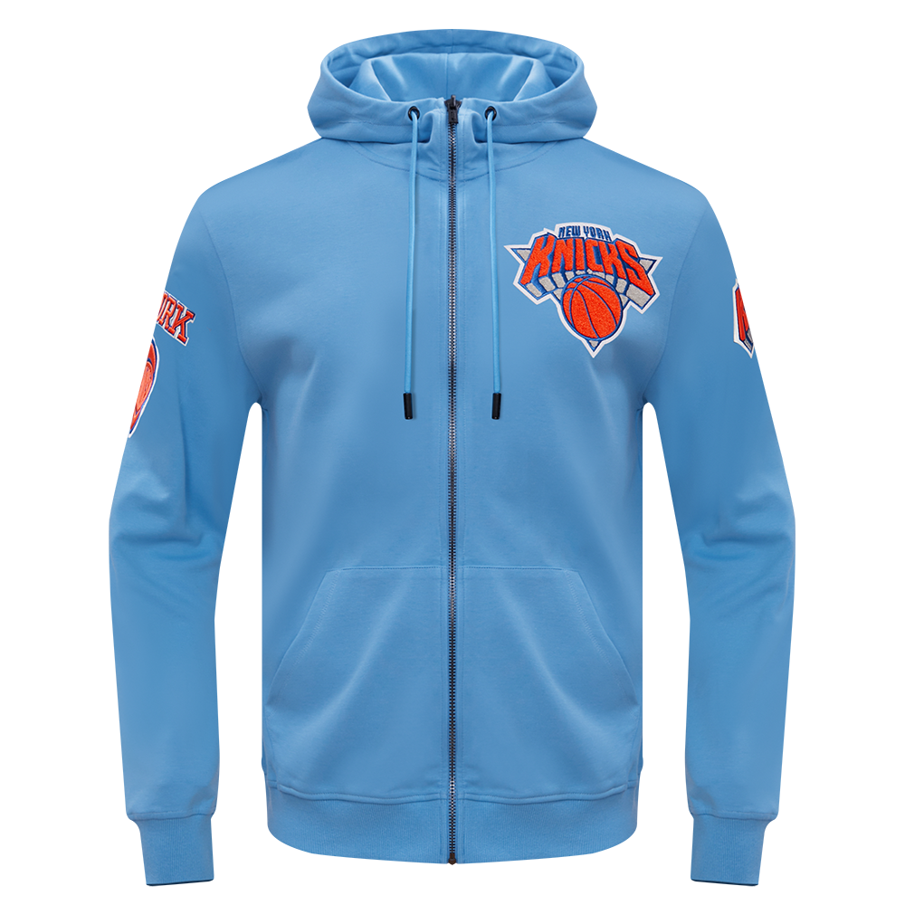 NBA NEW YORK KNICKS CLASSIC CHENILLE MEN S FZ PO HOODIE UNIVERSITY BLUE