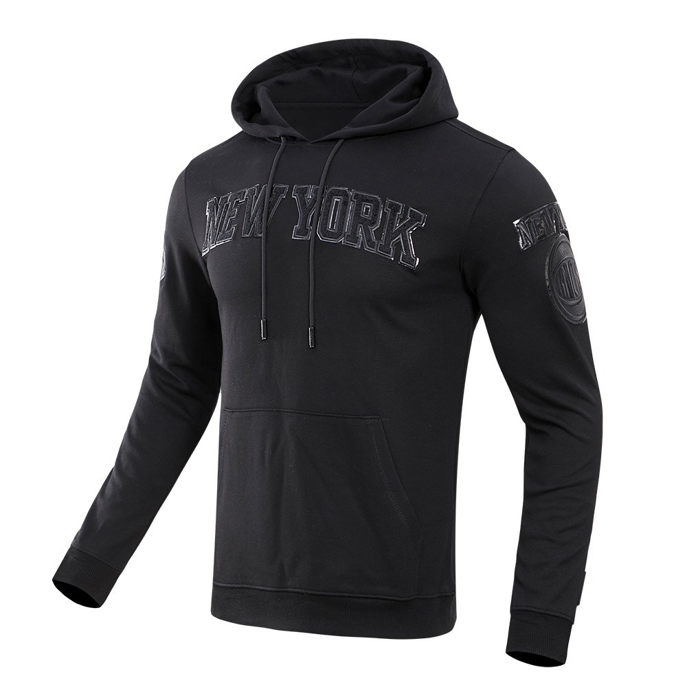 NBA NEW YORK KNICKS TRIPLE BLACK LOGO MEN'S PO HOODIE (BLACK)
