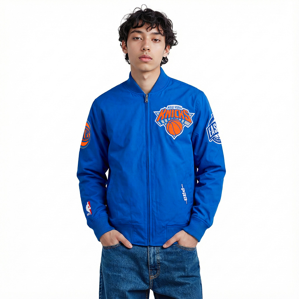 NBA NEW YORK KNICKS LIVING LARGE MEN'S TWILL JACKET (ROYAL BLUE)