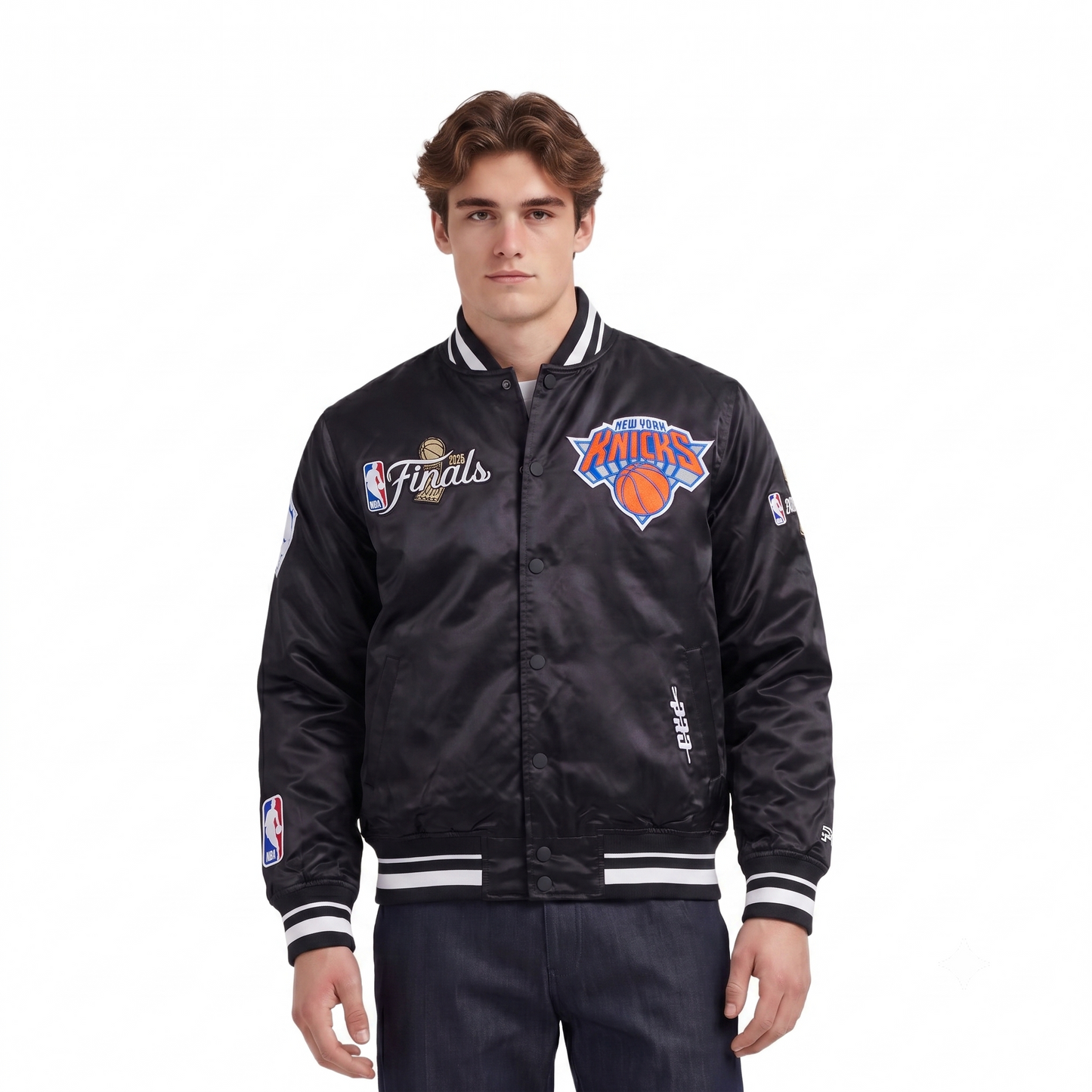 NBA NEW YORK KNICKS  MEN'S SATIN JACKET (BLACK)