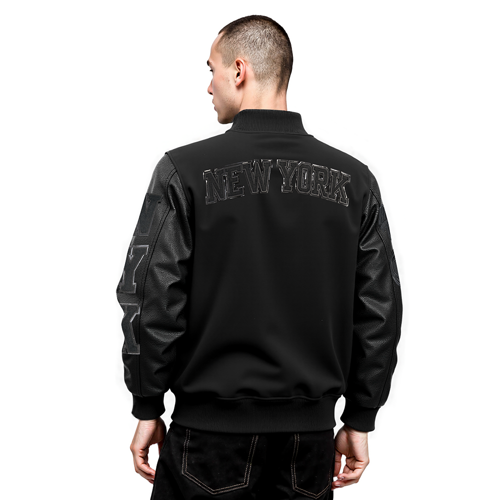NBA NEW YORK KNICKS TRIPLE BLACK MEN'S VARSITY JACKET (BLACK)