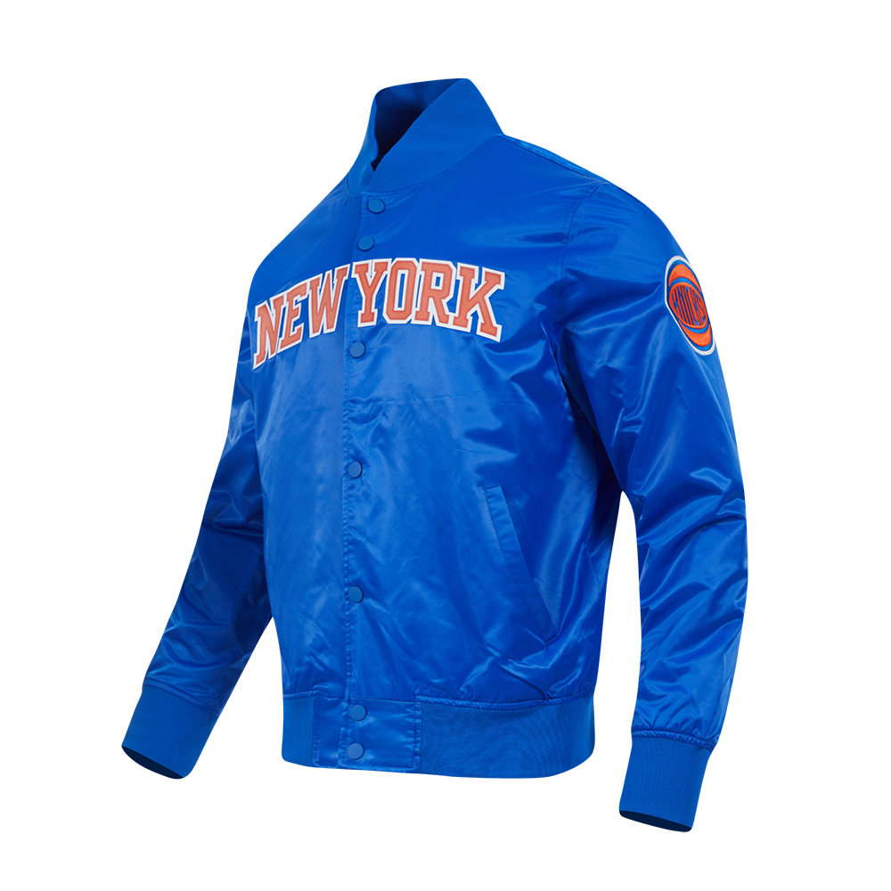 NBA NEW YORK KNICKS CLASSIC SATIN MEN'S SATIN JACKET (ROYAL BLUE)