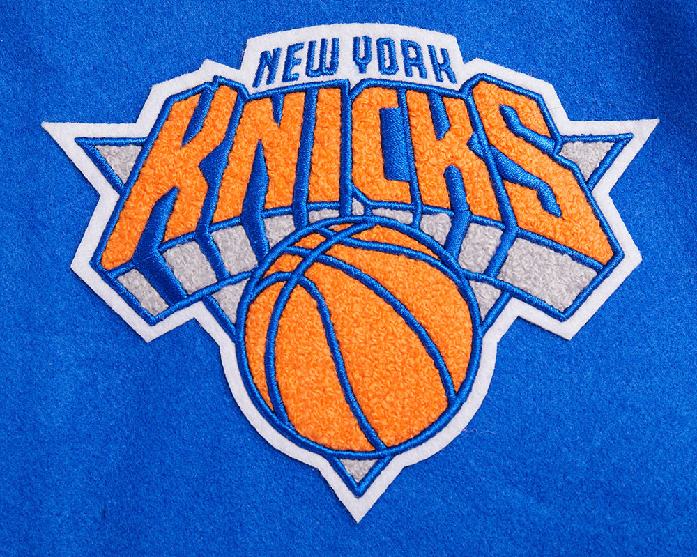 NBA NEW YORK KNICKS RETRO CLASSIC MEN'S RIB WOOL VARSITY JACKET (ROYAL ...