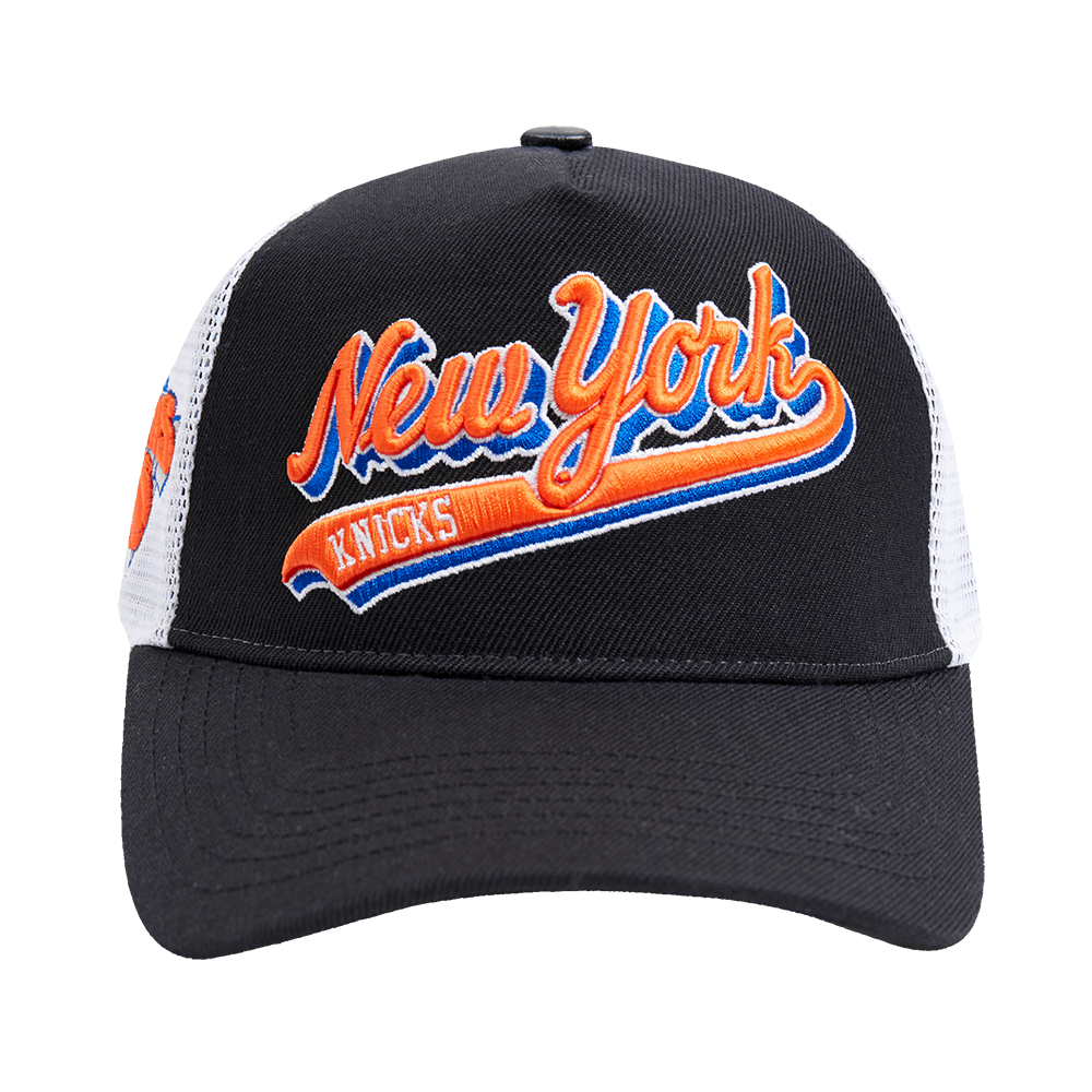 NBA NEW YORK KNICKS SCRIPT TAIL TRUCKER HAT BLACK Pro Standard