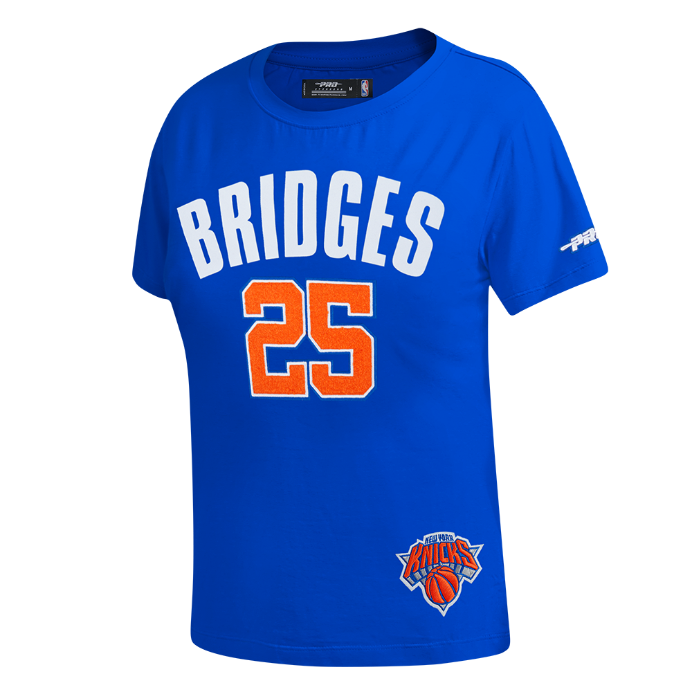 NBA NEW YORK KNICKS MIKAL BRIDGES #25 CLASSIC PLAYER NAME AND NUMBER WOMEN'S SJ SLIM FIT TEE