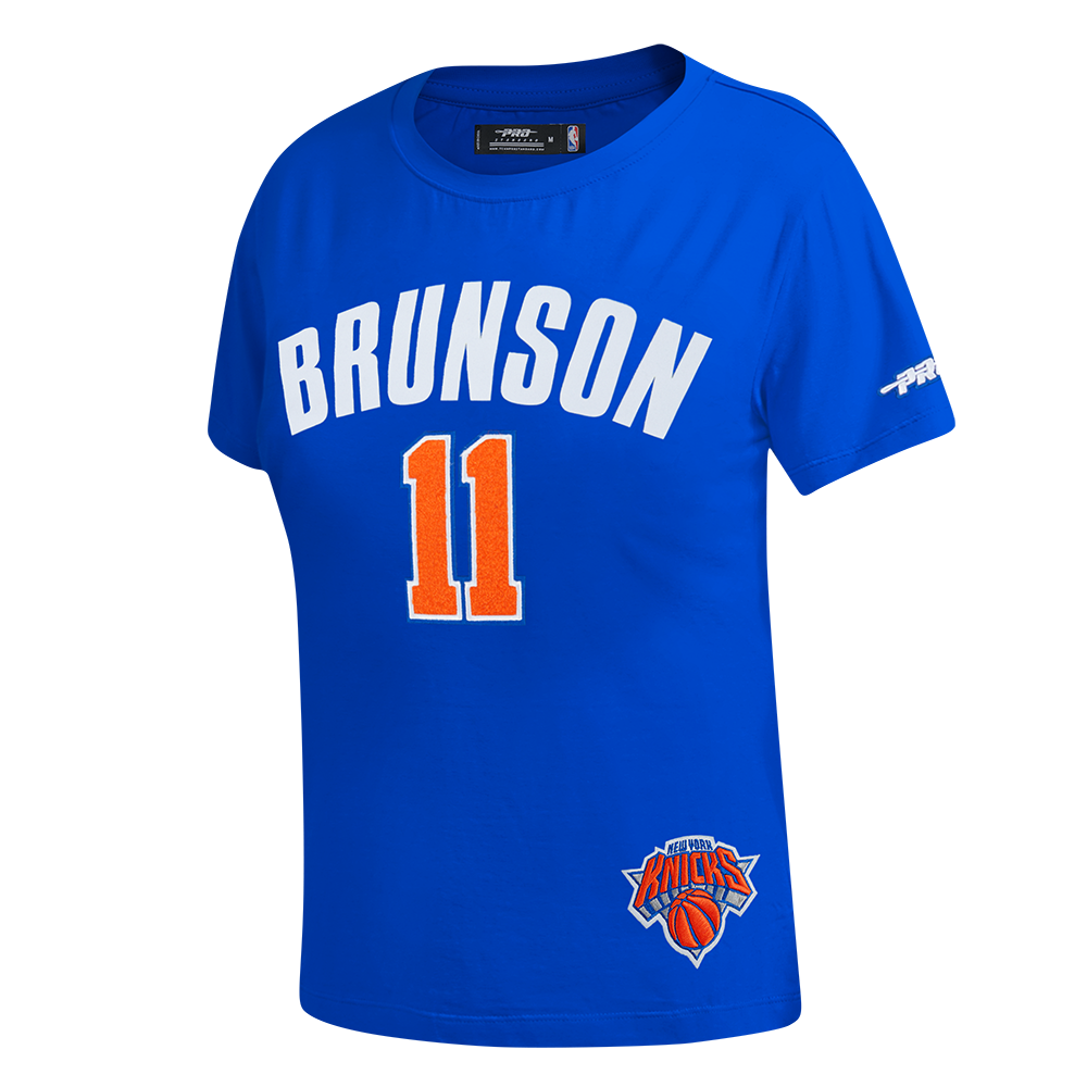 NBA NEW YORK KNICKS JALEN BRUNSON #11 CLASSIC PLAYER NAME AND NUMBER WOMEN'S SJ SLIM FIT TEE