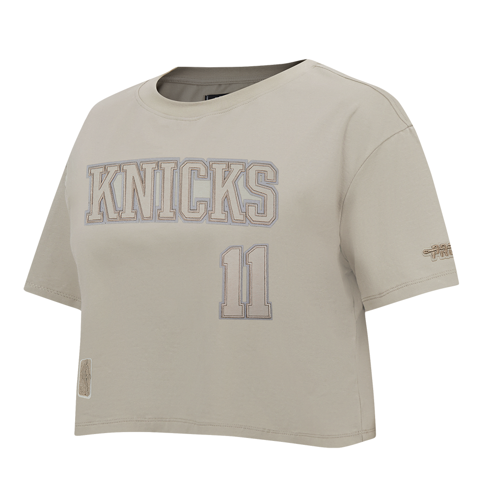 NBA NEW YORK KNICKS JALEN BRUNSON #11 NEUTRAL WOMEN'S SJ BOXY TEE (TAUPE)