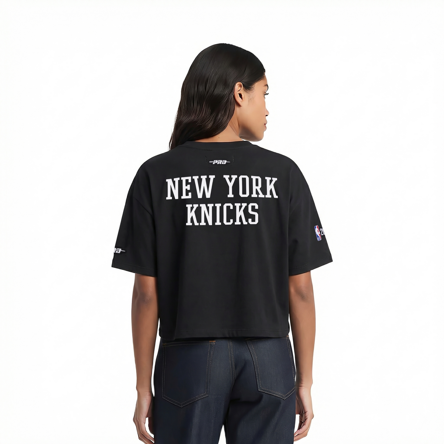 NBA NEW YORK KNICKS  WOMEN'S S/S BOXY TEE (BLACK)