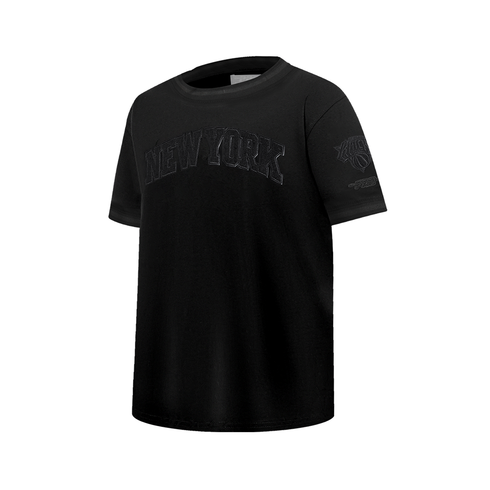 NBA NEW YORK KNICKS TRIPLE BLACK BIG BOYS SS STRIPED RIB TEE (JET BLACK)