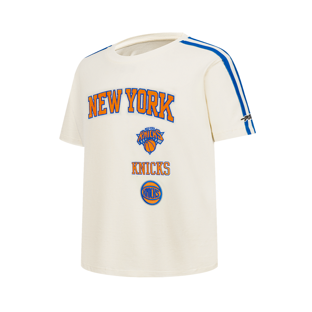 NBA NEW YORK KNICKS RETRO CLASSIC SINGLE JERSEY BIG BOYS SINGLE JERSEY TAPING TEE (EGGSHELL/ROYAL BLUE)