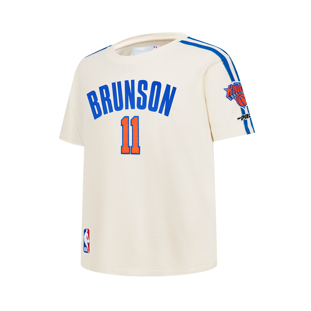 NBA NEW YORK KNICKS JALEN BRUNSON #11 CLASSIC PNN BIG BOY'S SS TAPING T (EGGSHELL/ROYAL BLUE)