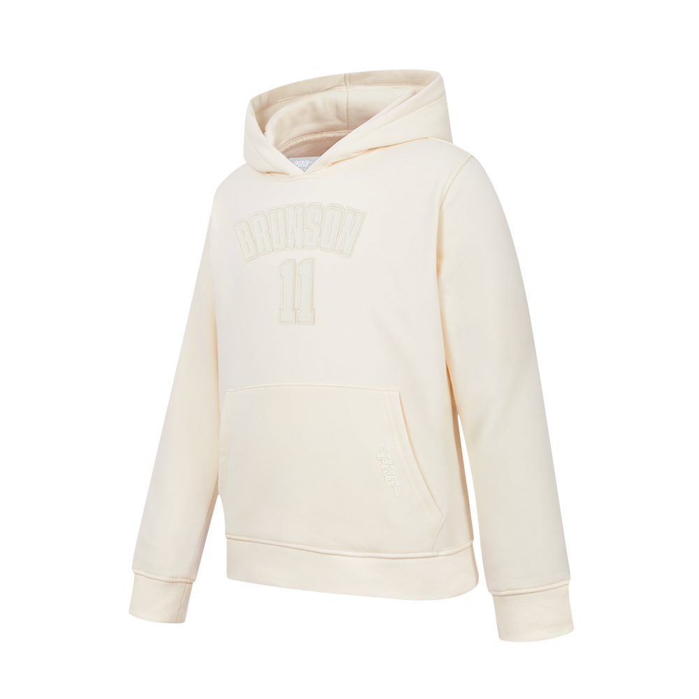 NBA NEW YORK KNICKS Jalen Brunson #11 NEUTRAL PNN BIG BOY'S FLEECE PO HOODIE (EGGSHELL)
