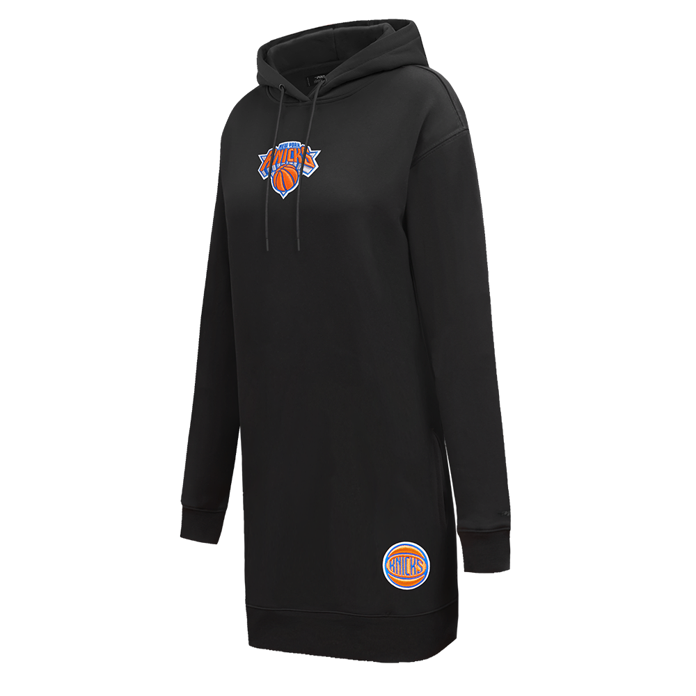NBA NEW YORK KNICKS CLASSIC WOMEN'S FLC HOODIE DRESS (BLACK)