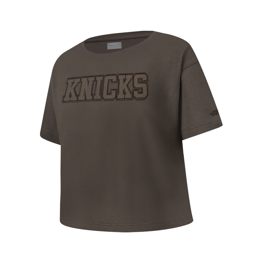 NBA NEW YORK KNICKS NEUTRAL BIG GIRLS SS BOXY TEE (DARK TAUPE)