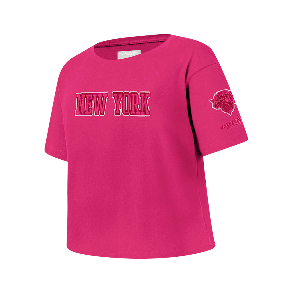 NBA NEW YORK KNICKS TRIPLE PINK BIG GIRLS SHORT SLEEVE BOXY TEE (BEETROOT PURPLE)