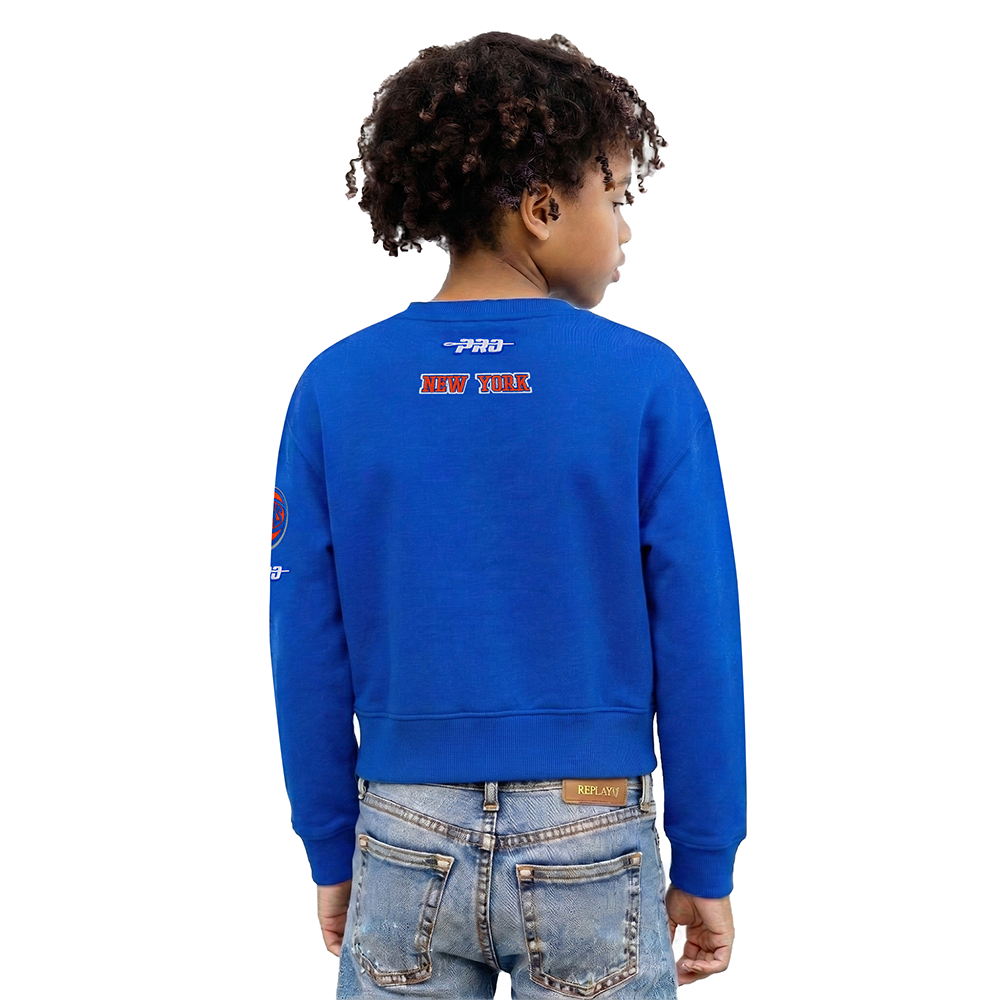 NEW YORK KNICKS CLASSIC BIG GIRL'S FLC CREWNECK (ROYAL BLUE)