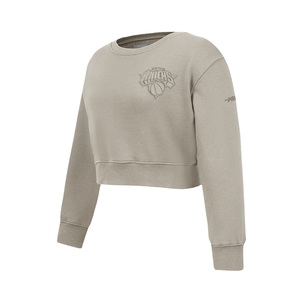 NBA NEW YORK KNICKS NEUTRAL BIG GIRL'S FLC CREWNECK (TAUPE)