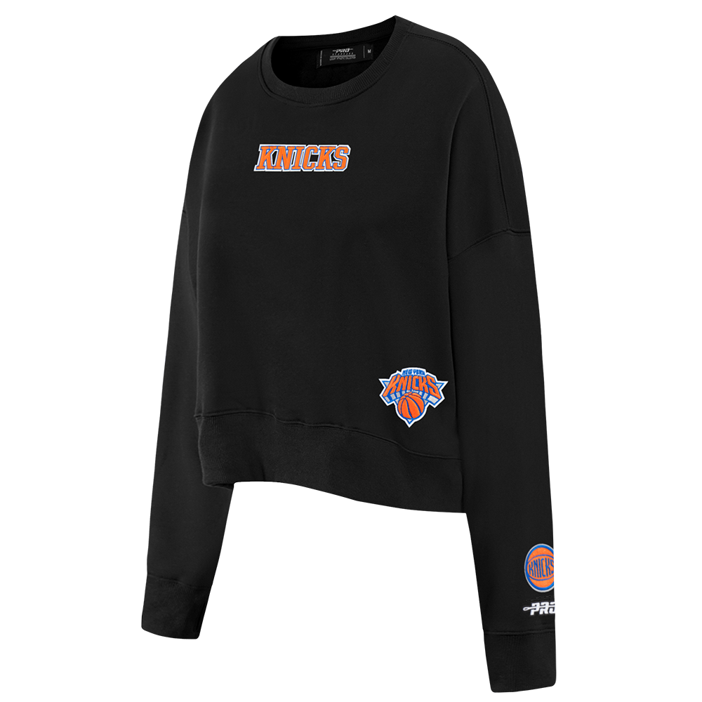 NEW YORK KNICKS WINGSPAN WOMEN'S FLC CREWNECK (BLACK)