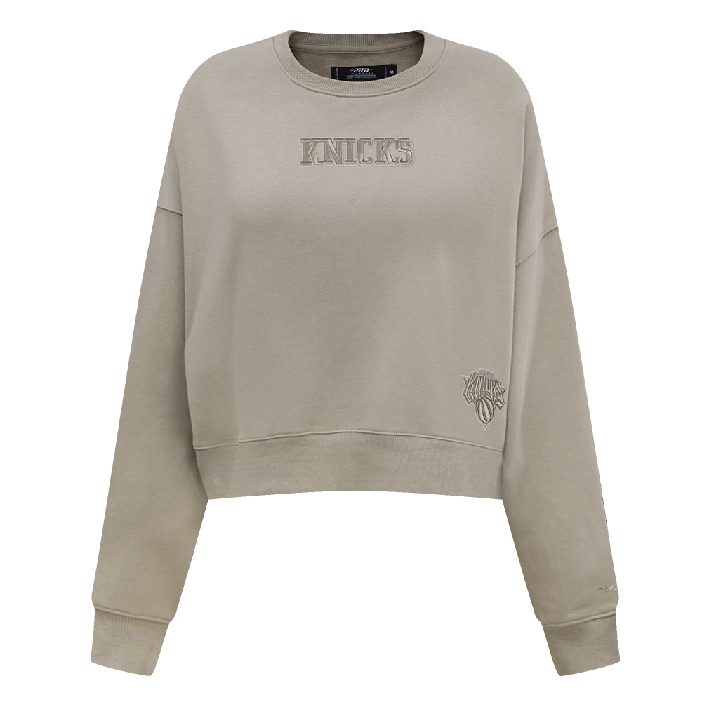 NBA NEW YORK KNICKS WINGSPAN WOMEN'S FLEECE CREWNECK (TAUPE)