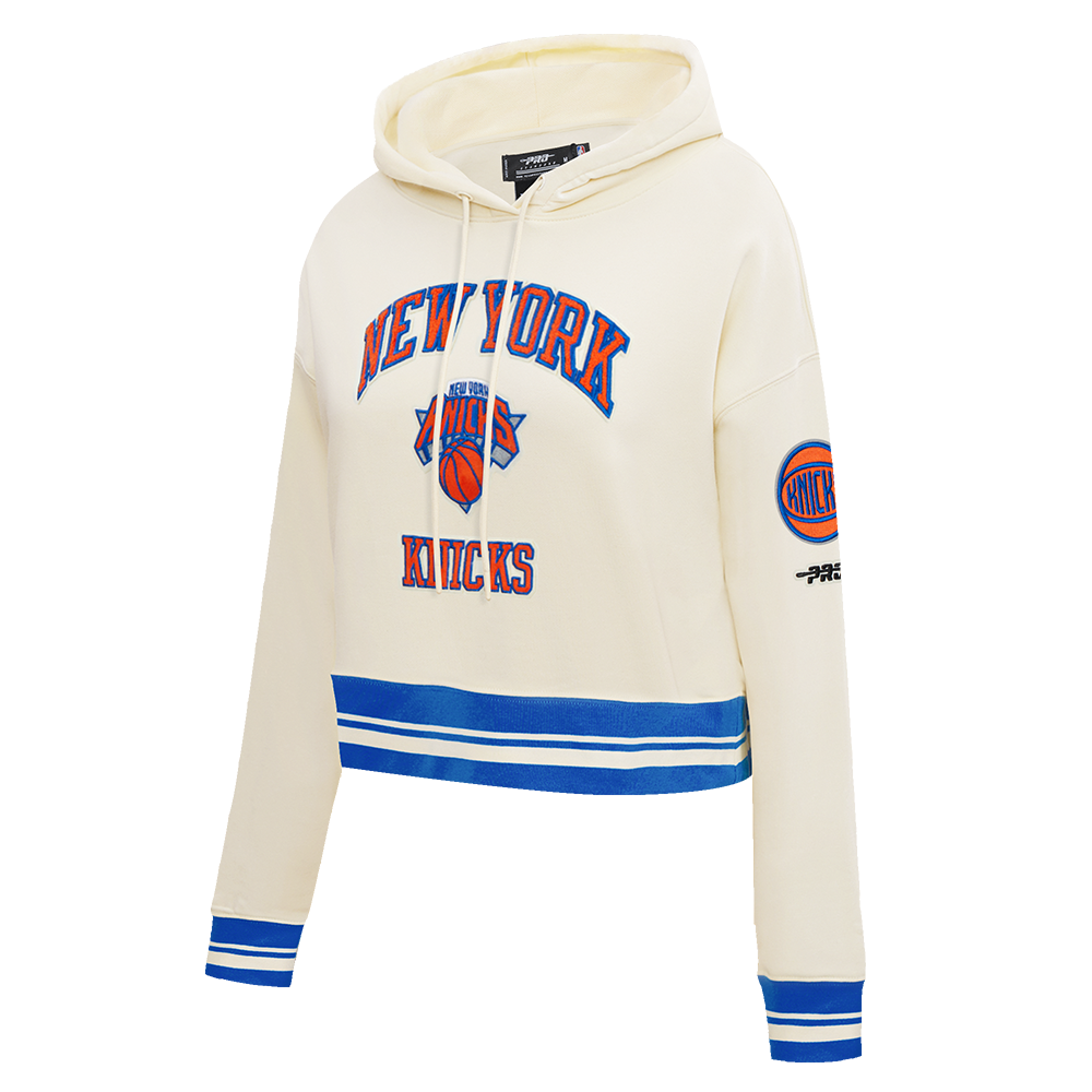 NBA NEW YORK KNICKS CITY EDITION 25-26 WOMEN'S RIB FLC CROPPED PO HOODIE (EGGSHELL/ROYAL BLUE)
