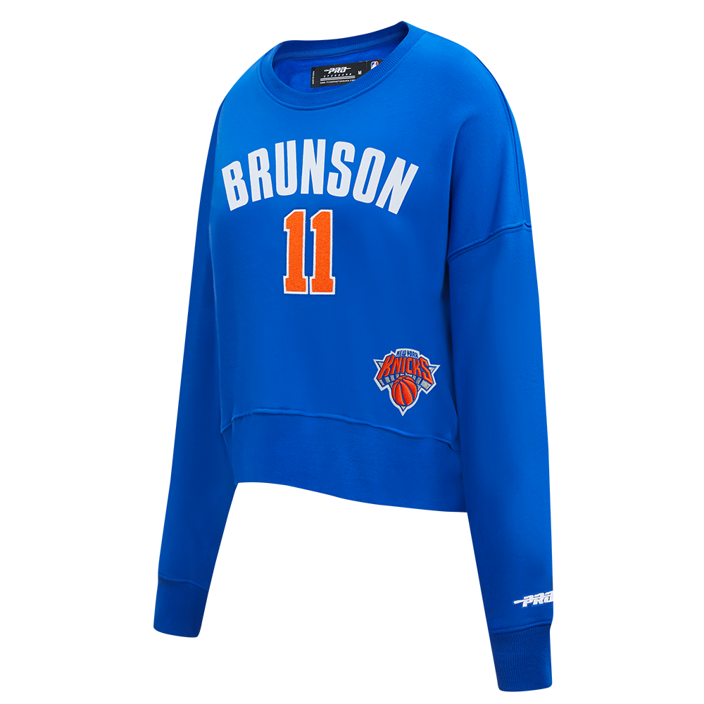 NBA NEW YORK KNICKS JALEN BRUNSON #11 CLASSIC PLAYER NAME AND NUMBER WOMEN'S FLC CREWNECK