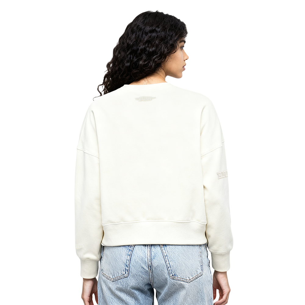 NBA NEW YORK KNICKS JALEN BRUNSON #11 NEUTRAL WOMEN'S FLC CREWNECK (EGGSHELL)