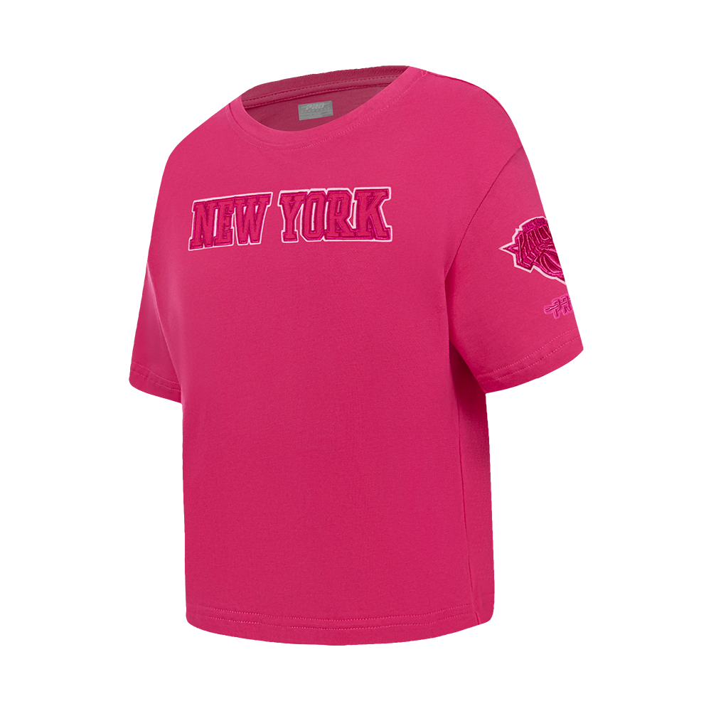 NBA NEW YORK KNICKS TRIPLE PINK LITTLE GIRLS SHORT SLEEVE BOXY TEE (BEETROOT PURPLE)