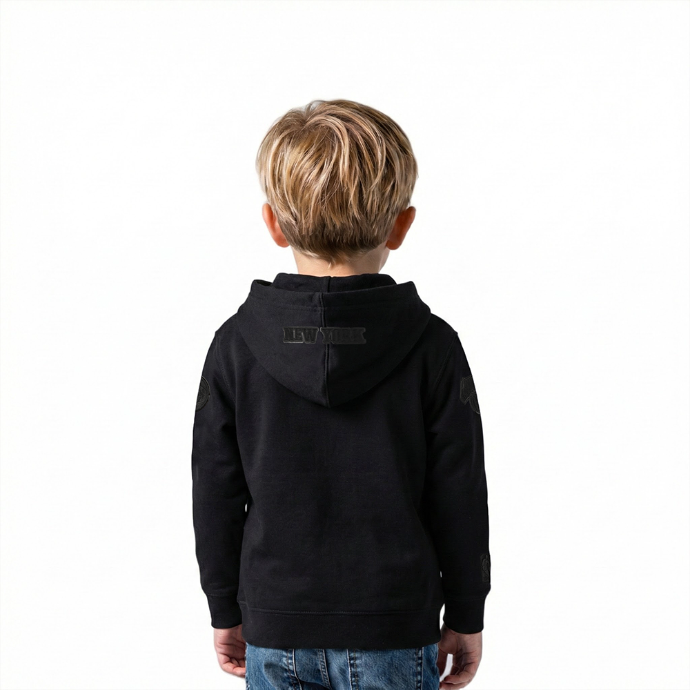 NBA NEW YORK KNICKS TRIPLE BLACK TODDLER BOYS FLEECE PULLOVER HOODIE (BLACK)