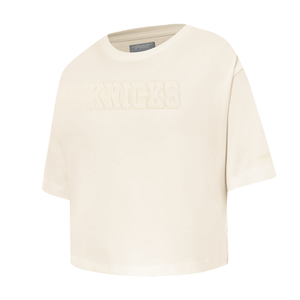 NBA NEW YORK KNICKS NEUTRAL TODDLER GIRLS SHORT SLEEVE BOXY TEE (EGGSHELL)