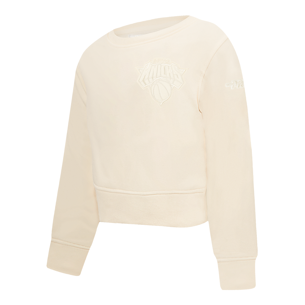 NBA NEW YORK KNICKS NEUTRAL TODDLER GIRLS FLEECE CREWNECK (EGGSHELL)