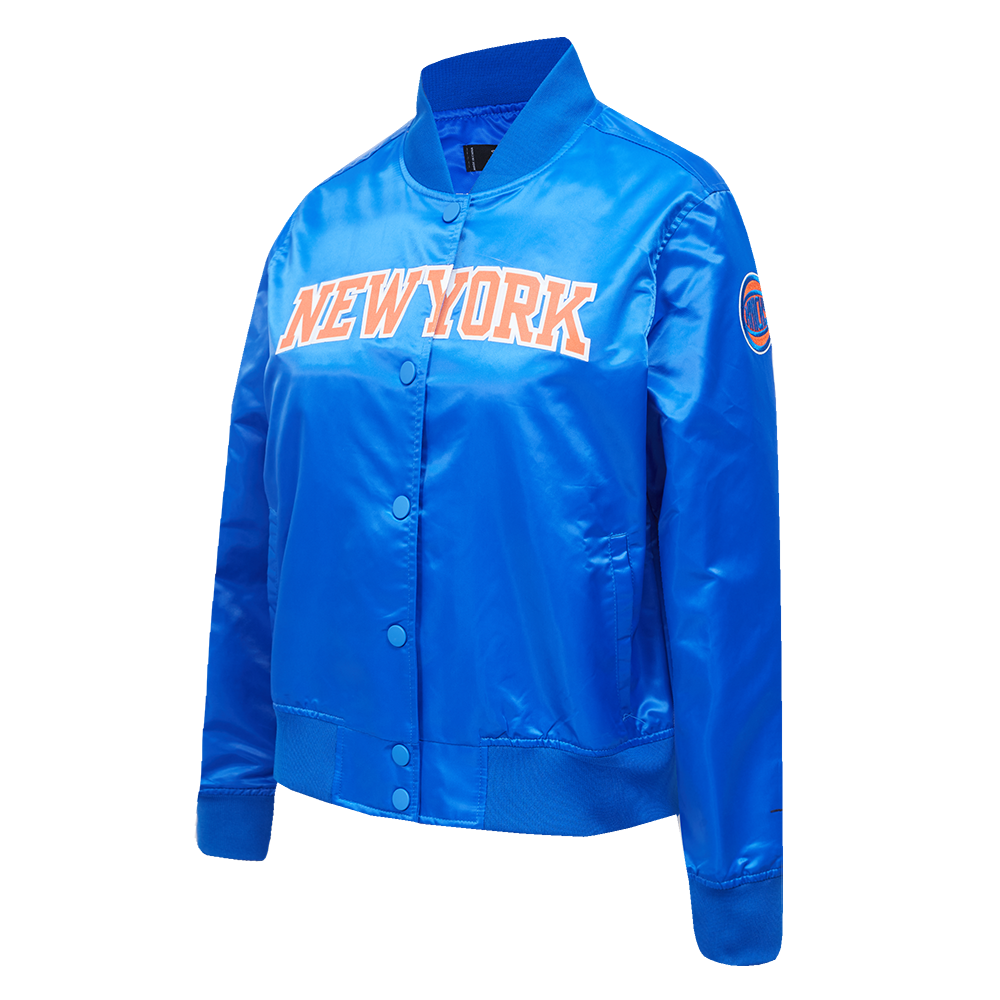 NBA NEW YORK KNICKS CLASSIC WOMEN'S SATIN JACKET (ROYAL BLUE)
