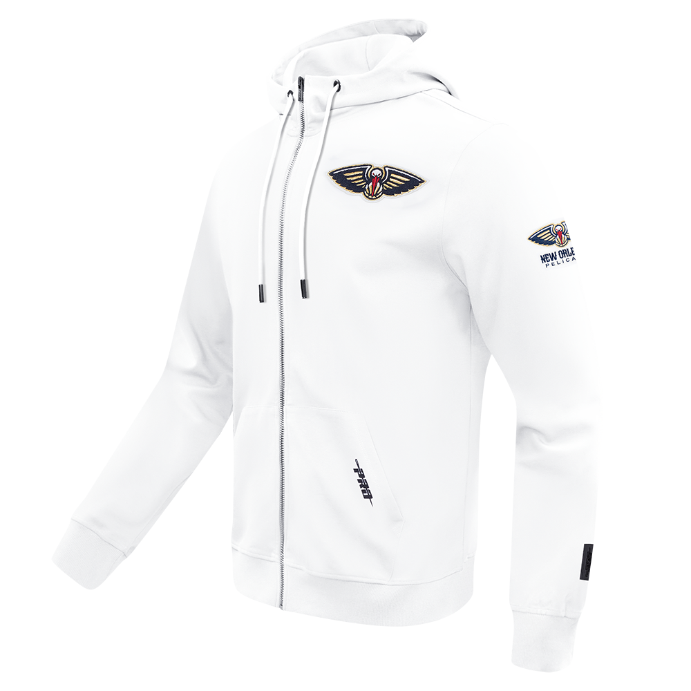 NBA NEW ORLEANS PELICANS CLASSIC CHENILLE MEN'S DK FZ PO HOODIE (WHITE)