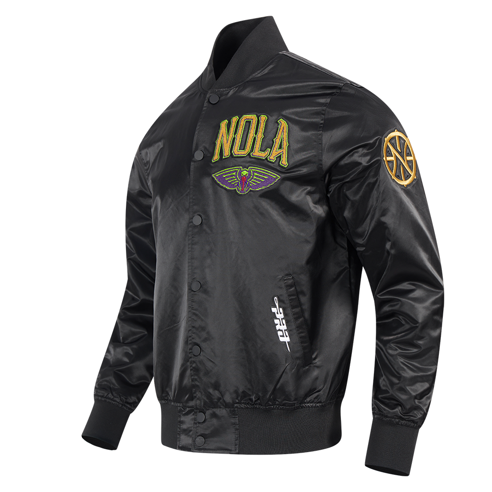 NBA NEW ORLEANS PELICANS CITY EDITION 24-25 MEN'S SATIN JACKET (BLACK)
