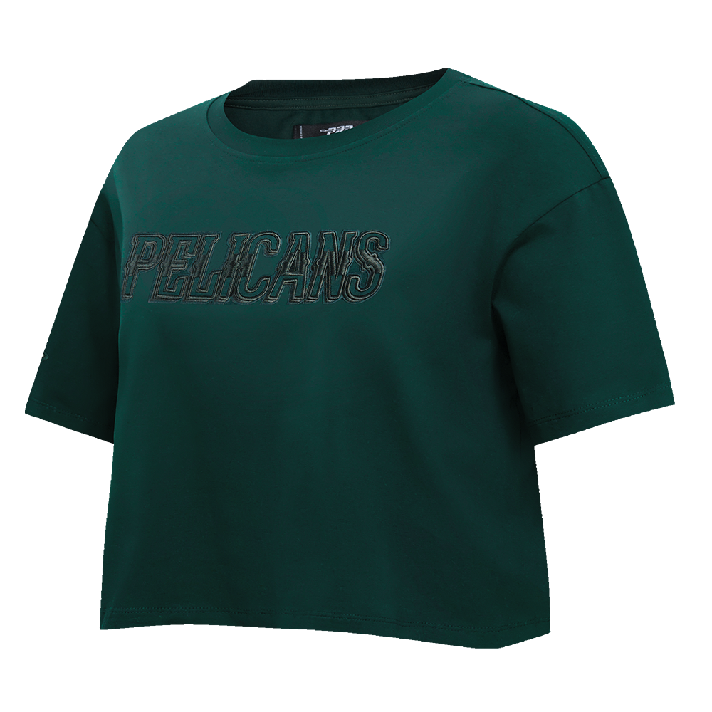 NBA NEW ORLEANS PELICANS NEUTRAL SINGLE JERSEY BOXY TEE (FOREST GREEN)